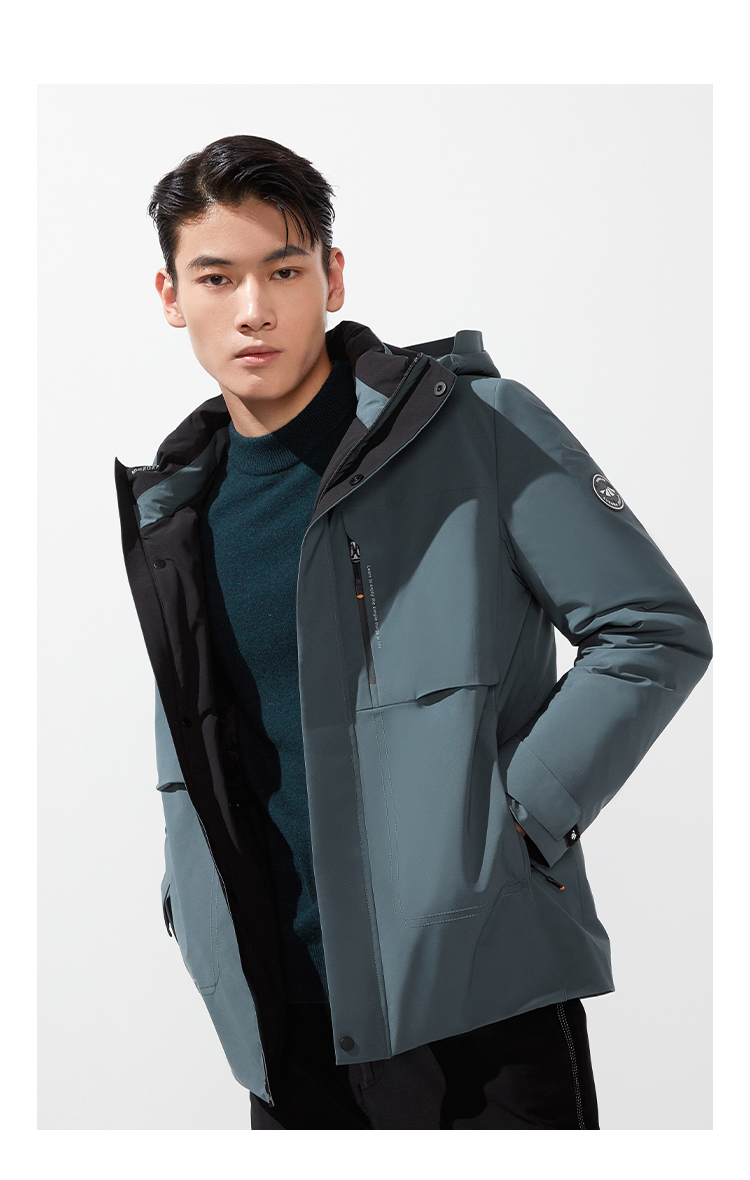 hla海澜之家侯明昊同款极光鹅羽绒服21冬厚外套男蓝灰83190104axxxl