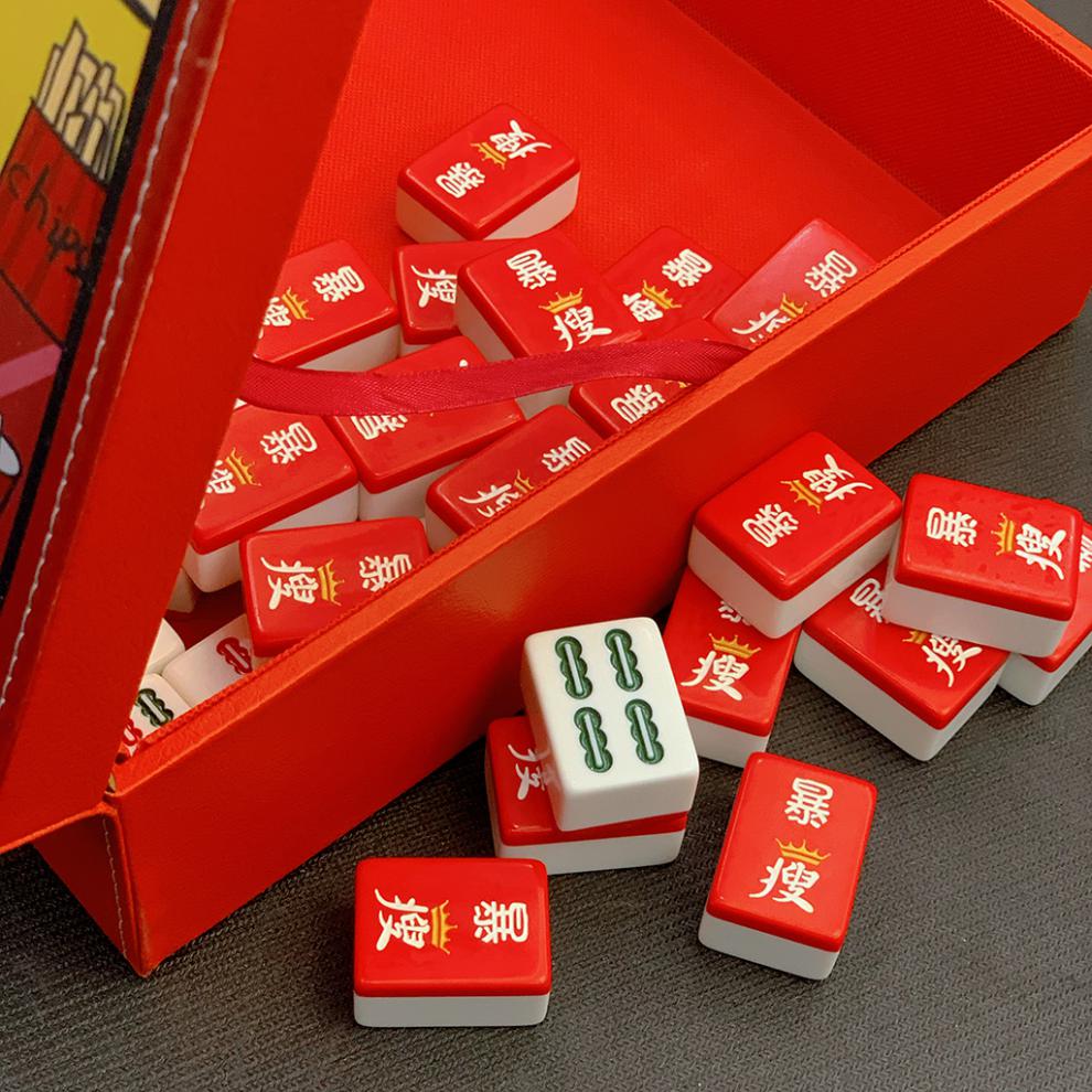 创意时尚国潮麻将 圣诞红色定制发财生日聚会宿舍中国风新年礼物 暴富