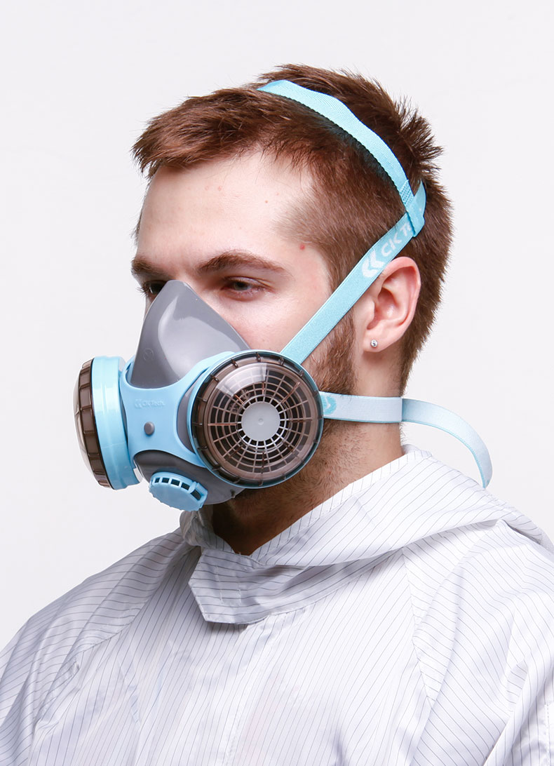 成楷科技防毒面具活性炭防尘面罩防雾霾口罩蓝色防毒面具