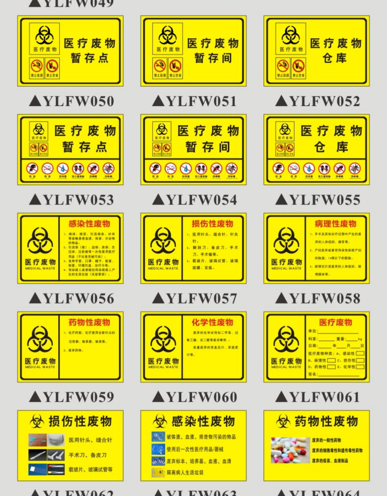 医疗废物标识牌贴纸标签标贴医院诊所垃圾桶分类全套医疗废弃物感染