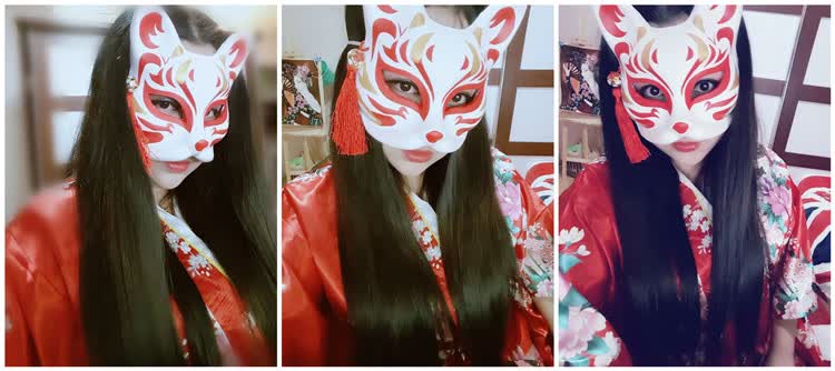 优选好物狐狸面具手绘和风cos动漫夏目友人帐猫咪老师cosplay舞会面瑶