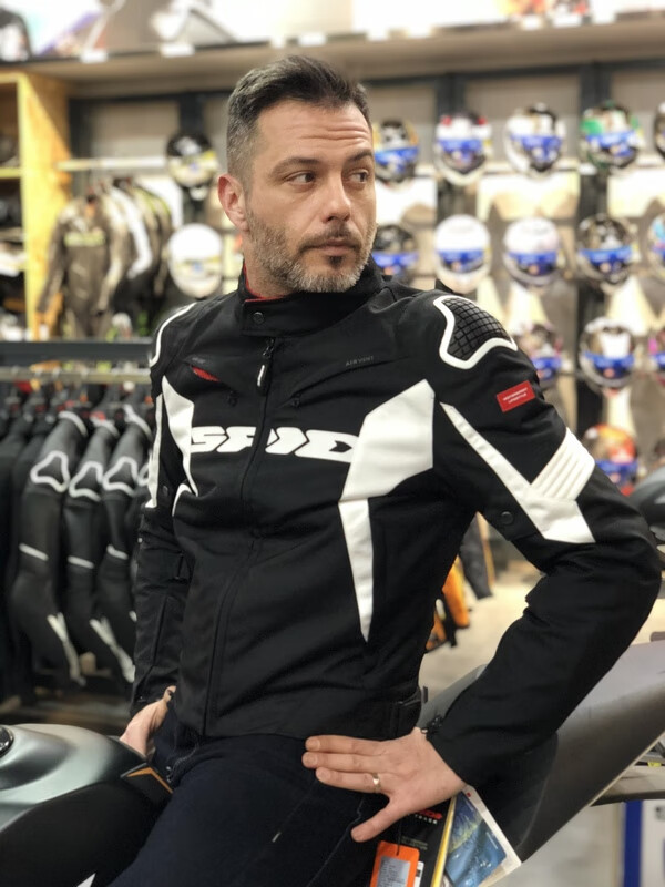 spidi摩托车骑行服机车赛车衣服防摔防水四季城市骑行服 黑白 xl