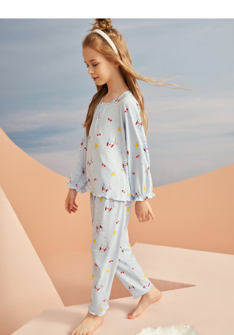 爱慕儿童睡衣女童秋季长袖家居套装ak1434871ak2436701男优可丝恐龙游