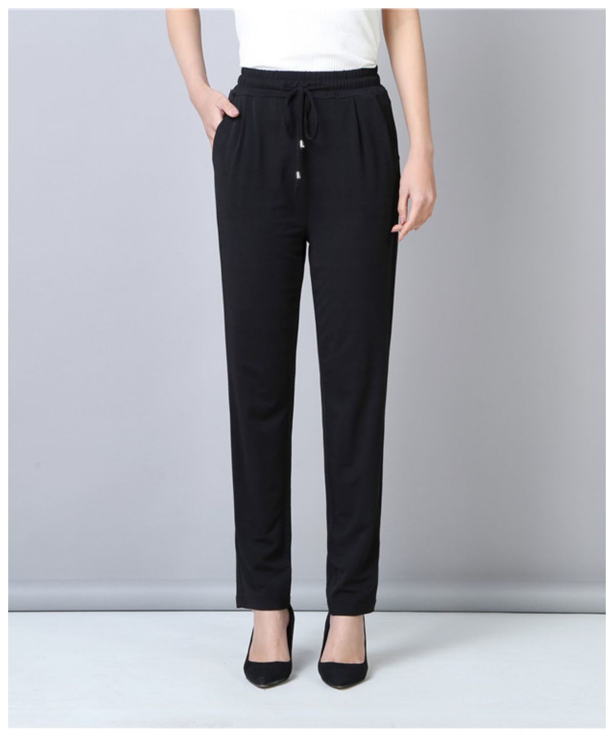 中老年女裤夏季薄款裤松紧高腰宽松直筒弹力休闲裤妈妈冰丝长裤sn2592