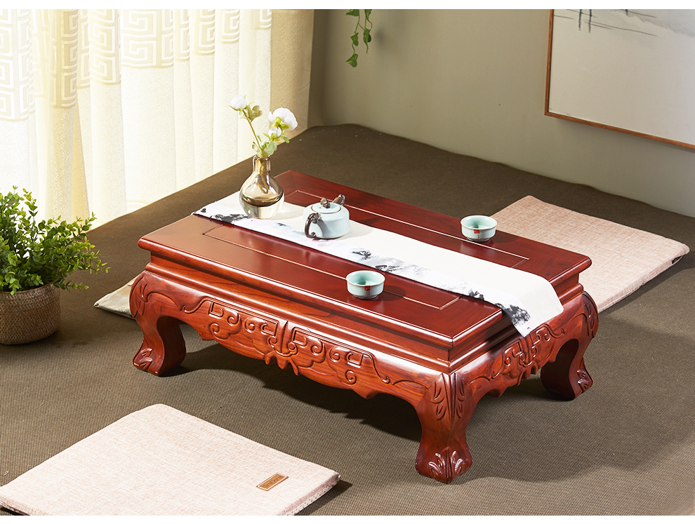 炕桌家用实木老榆木东北炕几虎腿中式榻榻米桌子飘窗矮桌地台木质 长