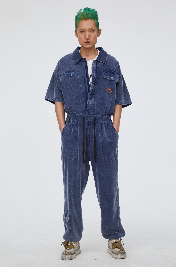 inxxstreetdreams系列潮牌情侣连体衣工装连体裤isb1270162蓝灰l