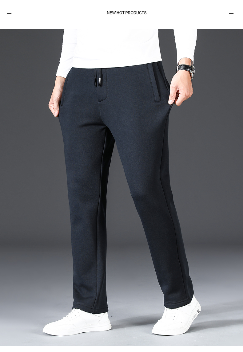 腰弹力直筒裤内植绒运动休闲长裤子宽松大码炭灰黑色b2229m130斤内穿