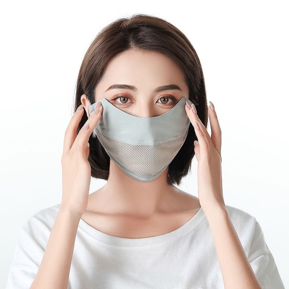 夏庄护眼角防晒口罩夏季晒口罩冰丝网格闷神器遮阳护眼角时尚面罩易