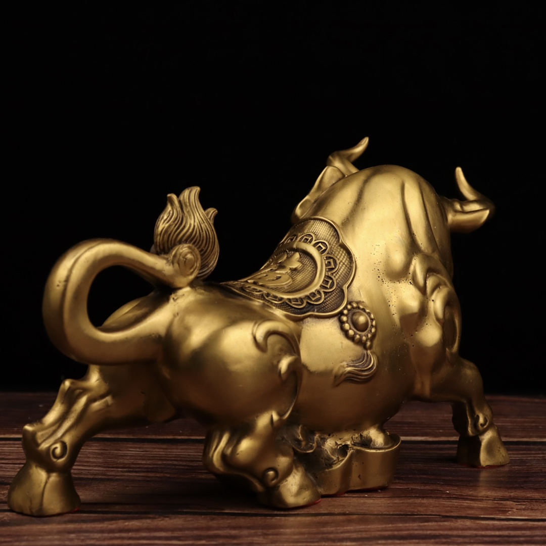 鼎盛福纯铜财福牛飞天牛摆件气势如虹牛气冲天发财纳福客厅办公室饰 d