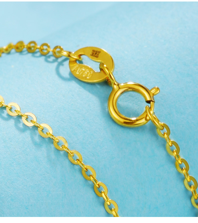 金项链女款o字可调节锁骨链au750彩金黄单链子玫瑰