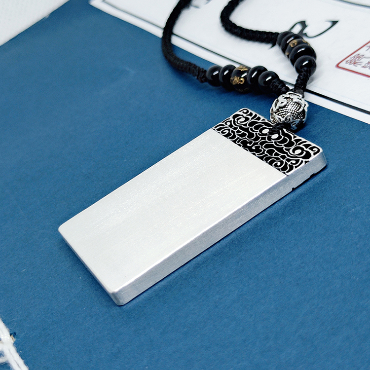 欧凯伦刻字古法平安无事牌实心足银999吊坠男女转运项银饰挂件无事牌
