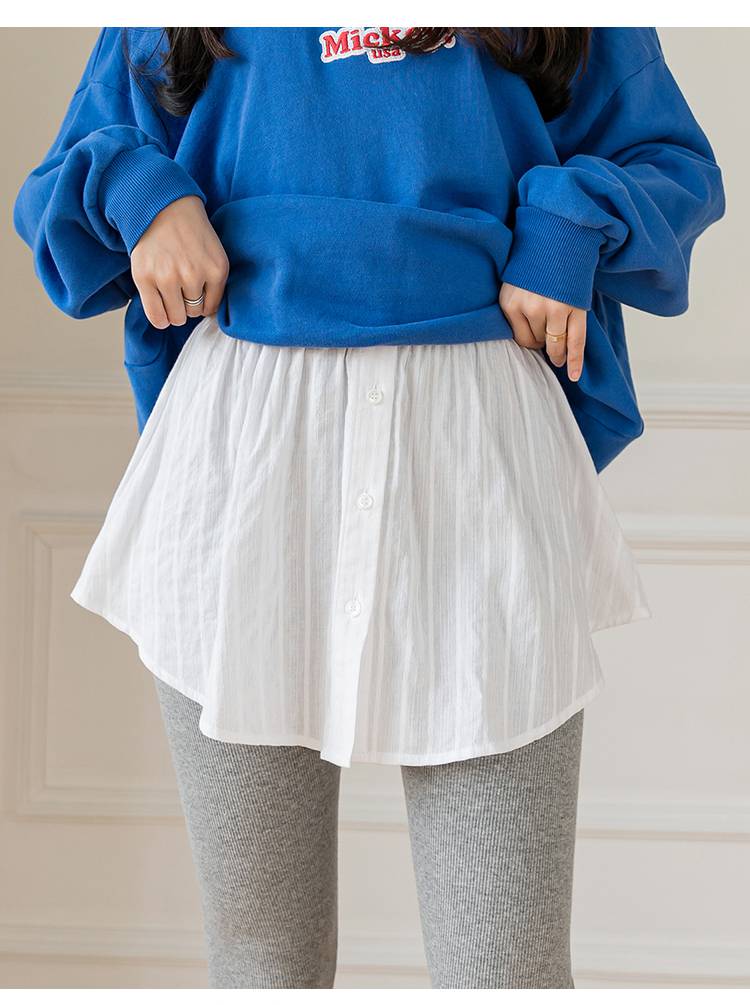 浪莎小屁帘裙打底神器冬遮屁股女假两件叠穿内搭下摆条纹短裙秋冬季