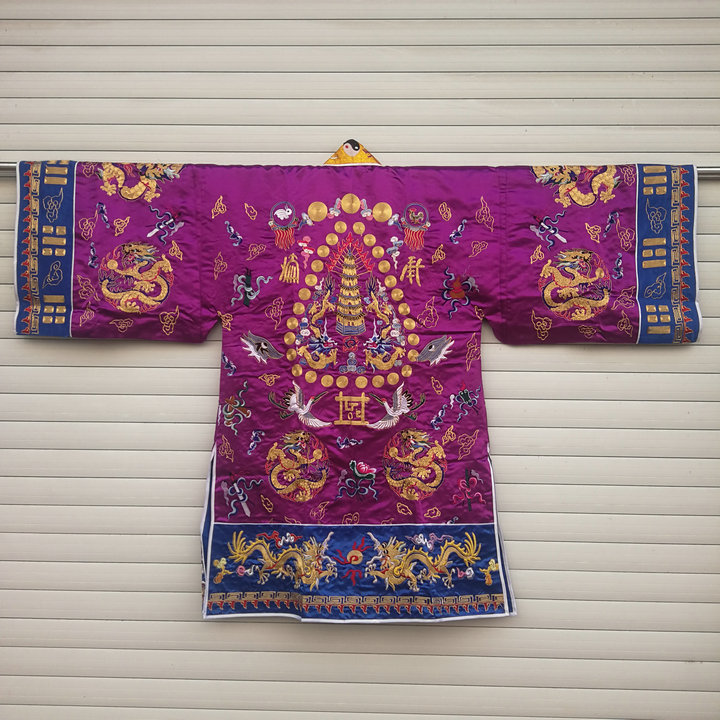 正一道法器用品法衣 道袍 五龙法衣小袖五龙衣高功衣 金线降衣 红色 s