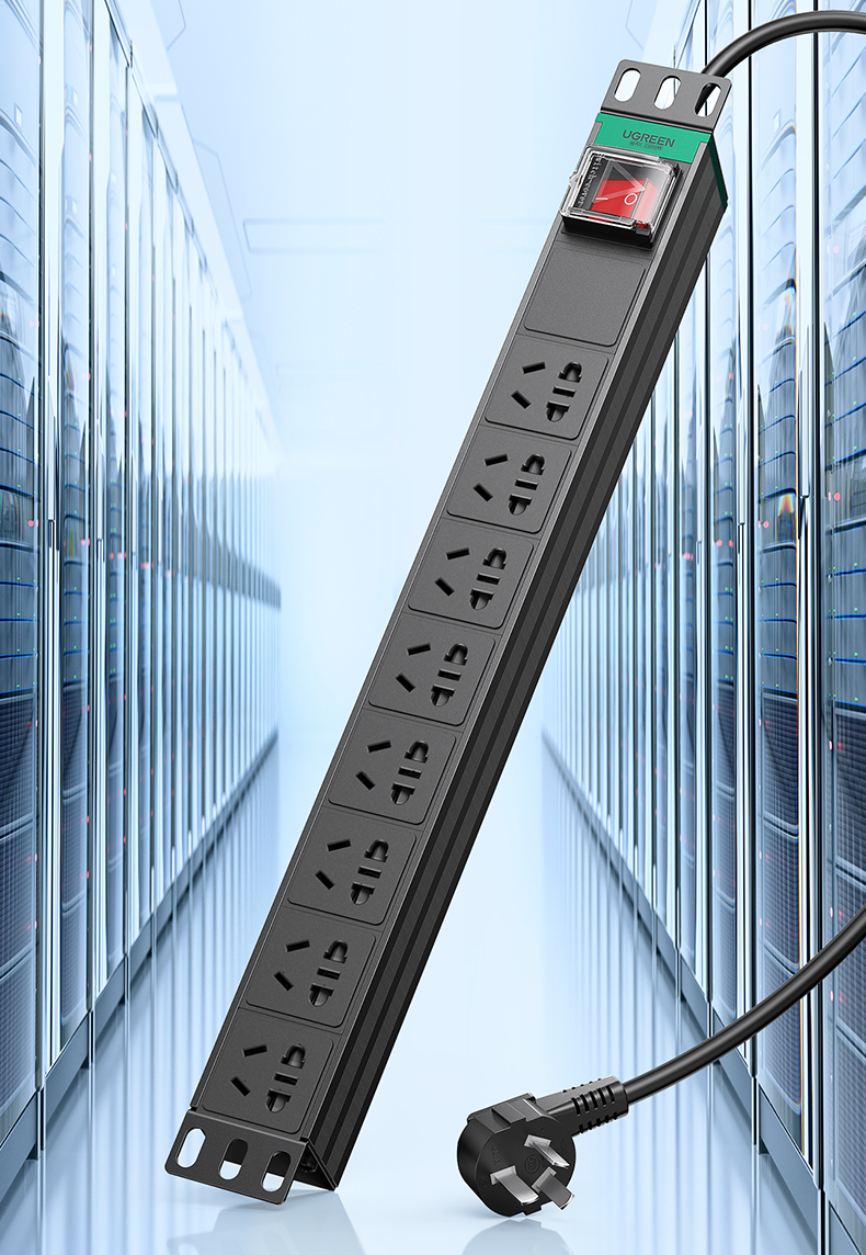 联pdu机柜插座8位10a双断插排新国标机房接线板总控线长1.8米全长2.