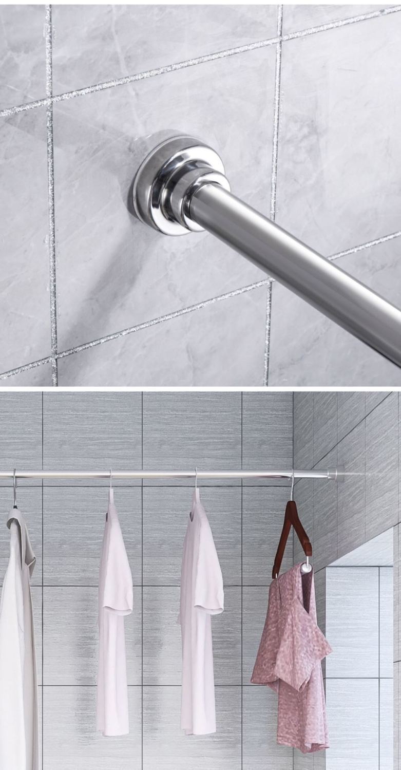 衣柜挂衣杆304伸缩杆免打孔晾衣杆浴室卫生间浴帘杆衣柜挂衣杆门帘挂