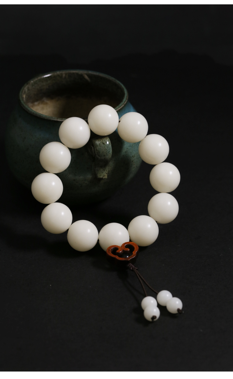 珍韵缘白玉菩提根手串男女佛珠手链配饰文玩念珠把玩件菩提子白玉菩提