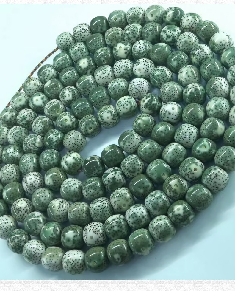 毕业级绿皮原生态阴皮星月菩提子108颗佛珠正月原籽手串男项链女阴皮