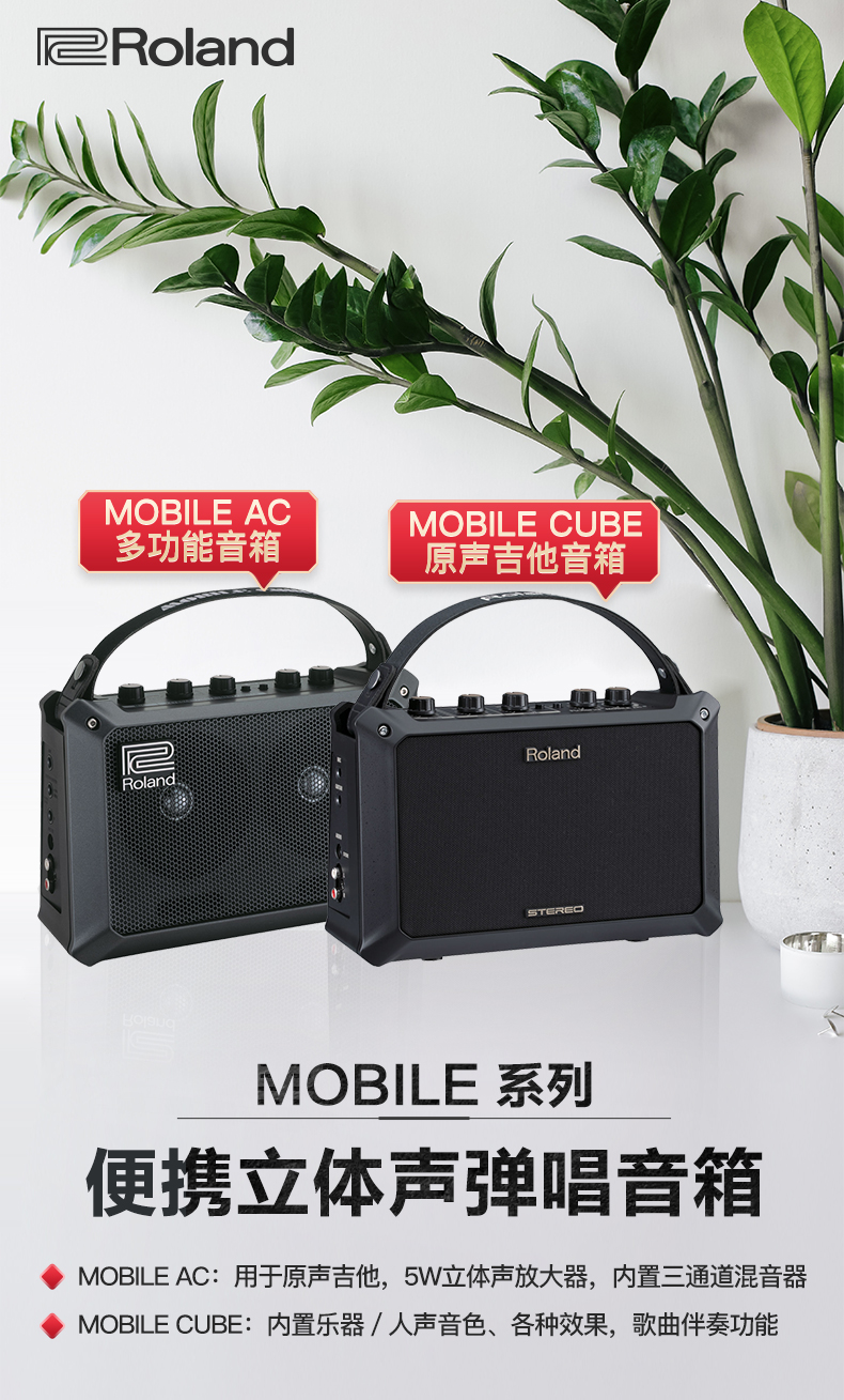roland罗兰电吹管音箱mobileaccube户外路演便携式民谣弹唱多功能木