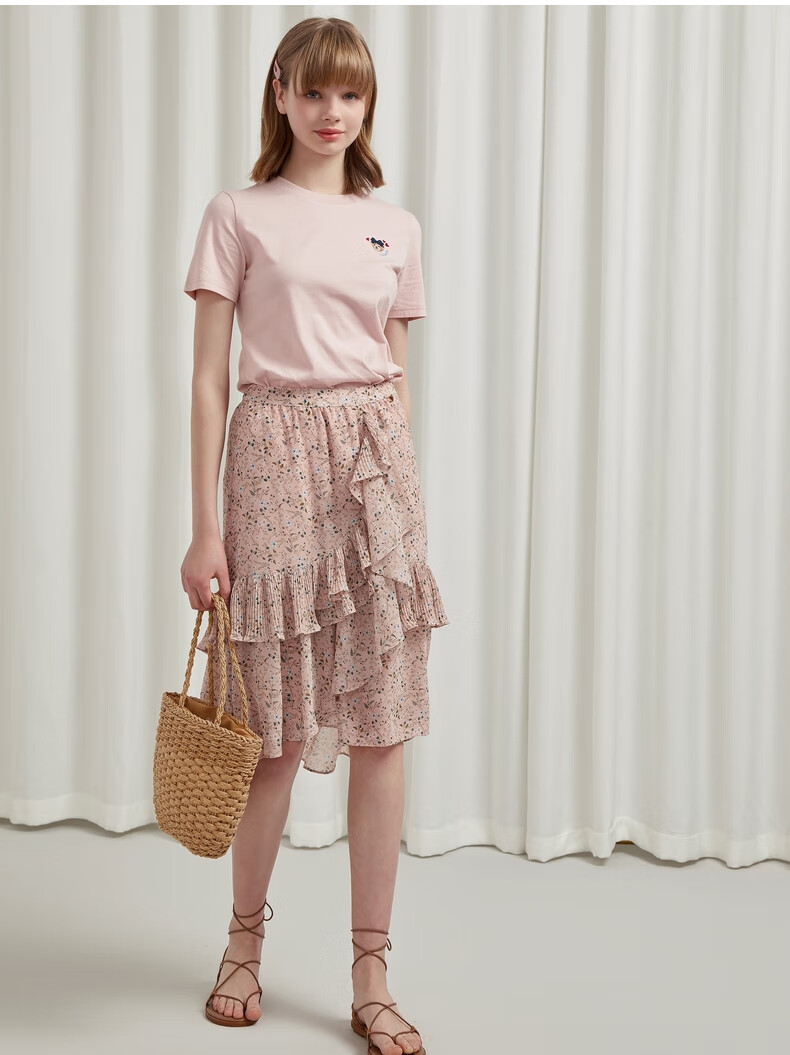 teenieweenie小熊夏季女装碎花图案半身裙藏青色165m