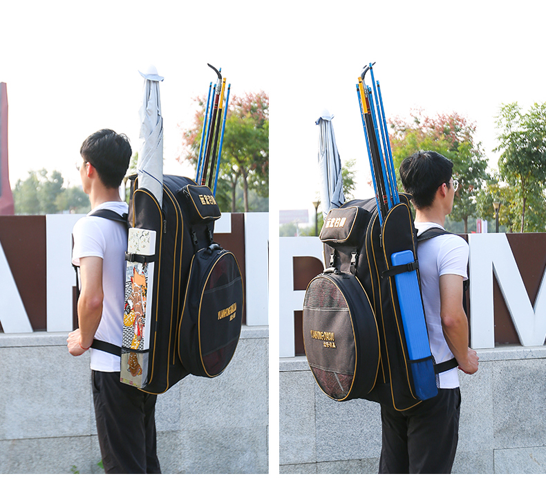 连球钓椅背包钓椅包钓鱼包渔具包可拆卸鱼护包加厚烫金双背包鱼竿包连