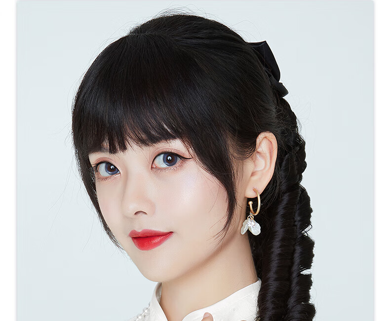 22新款 假发马尾女罗马卷民国大小姐油条公主复古旗袍蝴蝶结表演仿真