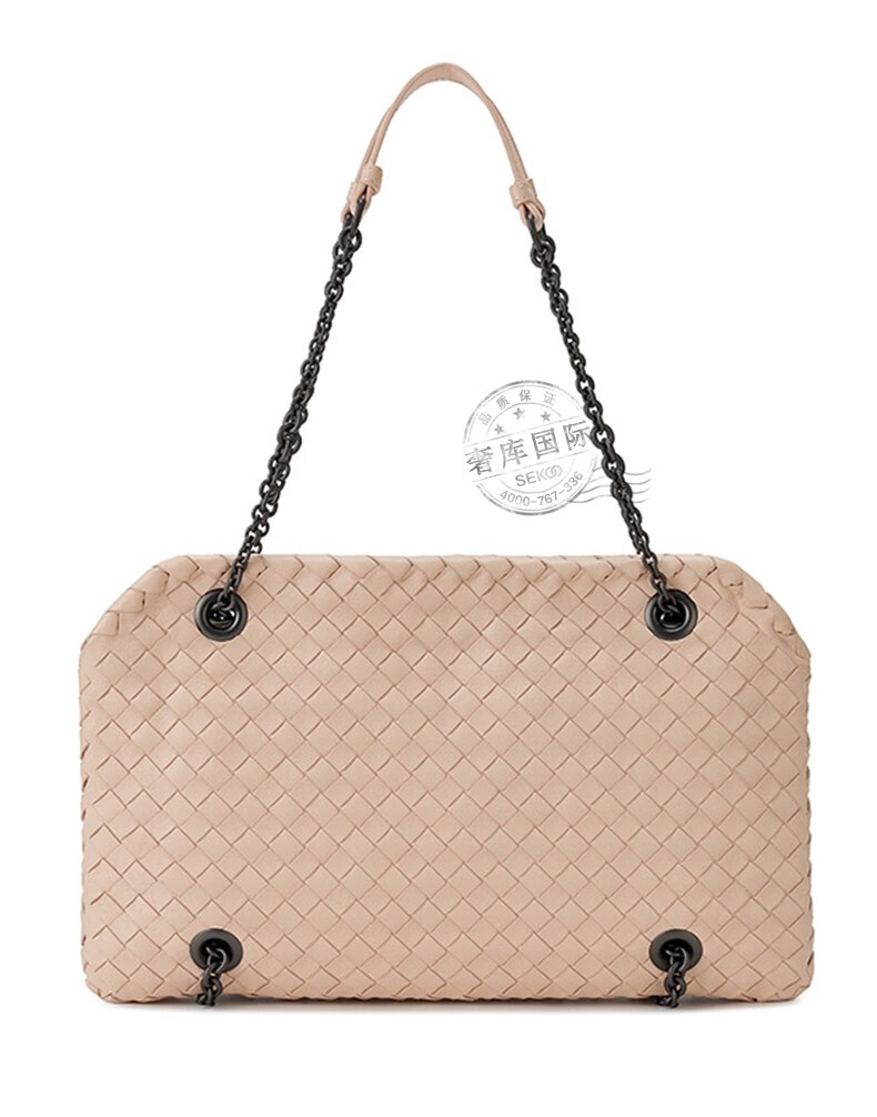 bottega veneta宝缇嘉bv女包皮革编织链条单肩手提包 咖色293747 v