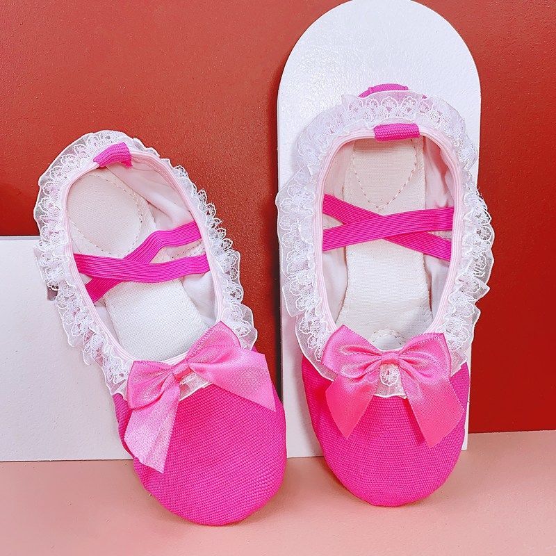 底练功鞋猫爪鞋女孩缎面跳舞鞋女童粉色幼儿芭蕾舞鞋猫爪鞋皮头白色35