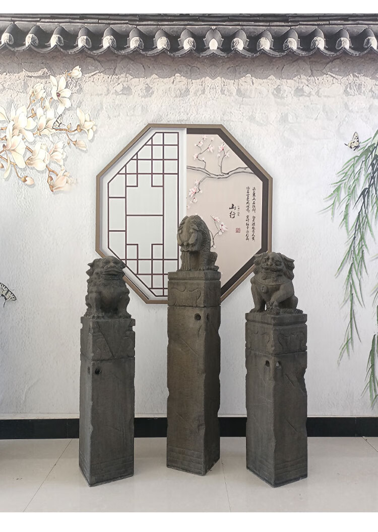 南界石雕拴马桩仿古做旧石狮子貔貅麒麟神兽吸水兽庭院装饰青石柱青石