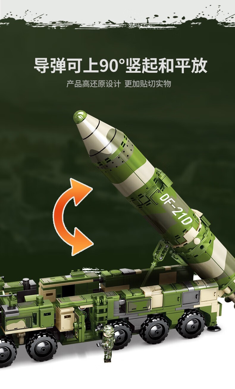 乐高lego新品拼插积木 moc导弹21d防空df17东风41核弹火箭炮发射车