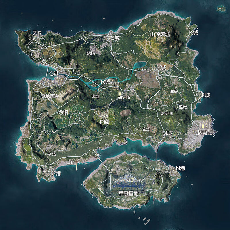 定制和平精英地图海报pubg绝地求生吃鸡游戏雨林雪地网吧自粘壁纸墙贴