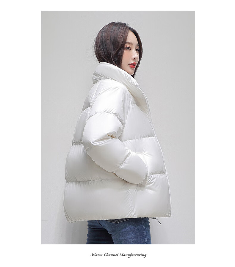 暖频道2022新款冬季韩版小个子短款羽绒服女休闲白鸭绒面包服外套