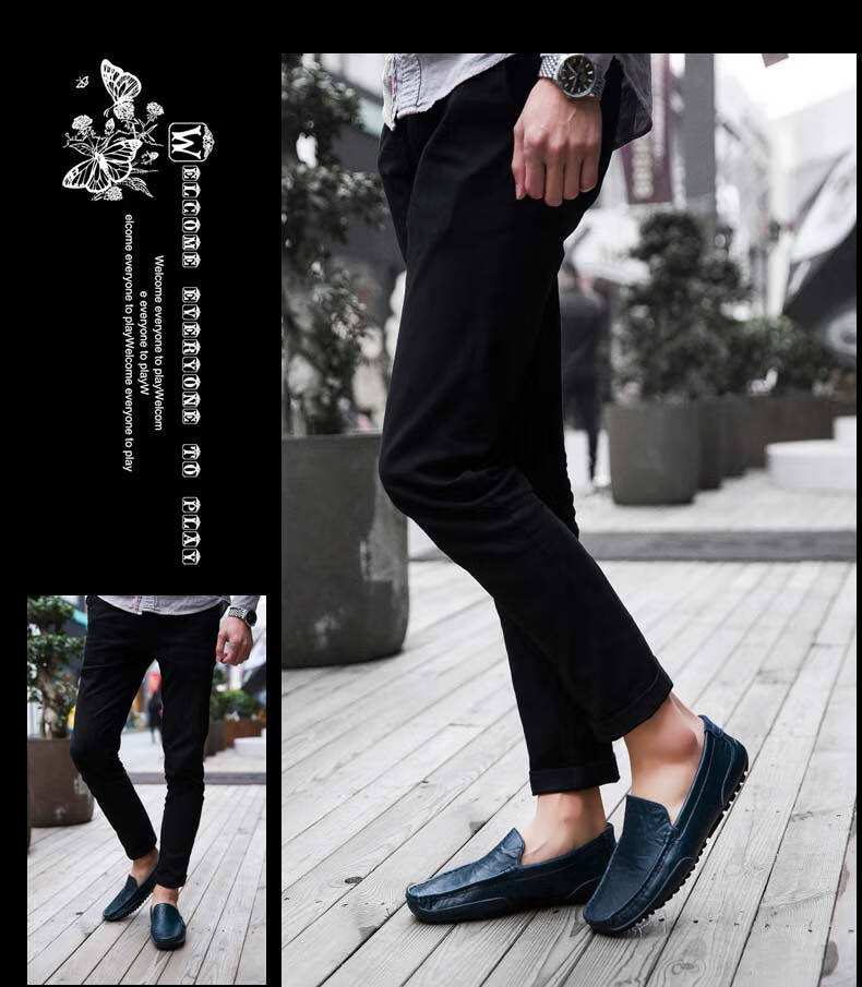 赛昊皮鞋男商务真皮英伦休闲豆豆鞋软皮软底工作鞋圆头平底乐福鞋浅棕