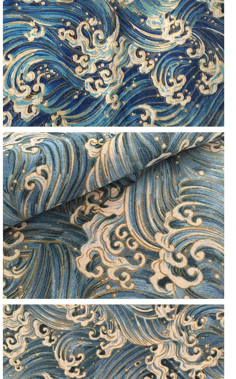 新和风棉麻烫加厚日式民族布料粗麻布面料沙发抱枕靠垫桌布布料书法