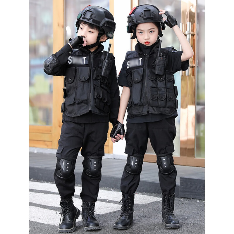 定制警察儿童服装秋冬季儿童特警警察套装生日礼物万圣节服装特种兵