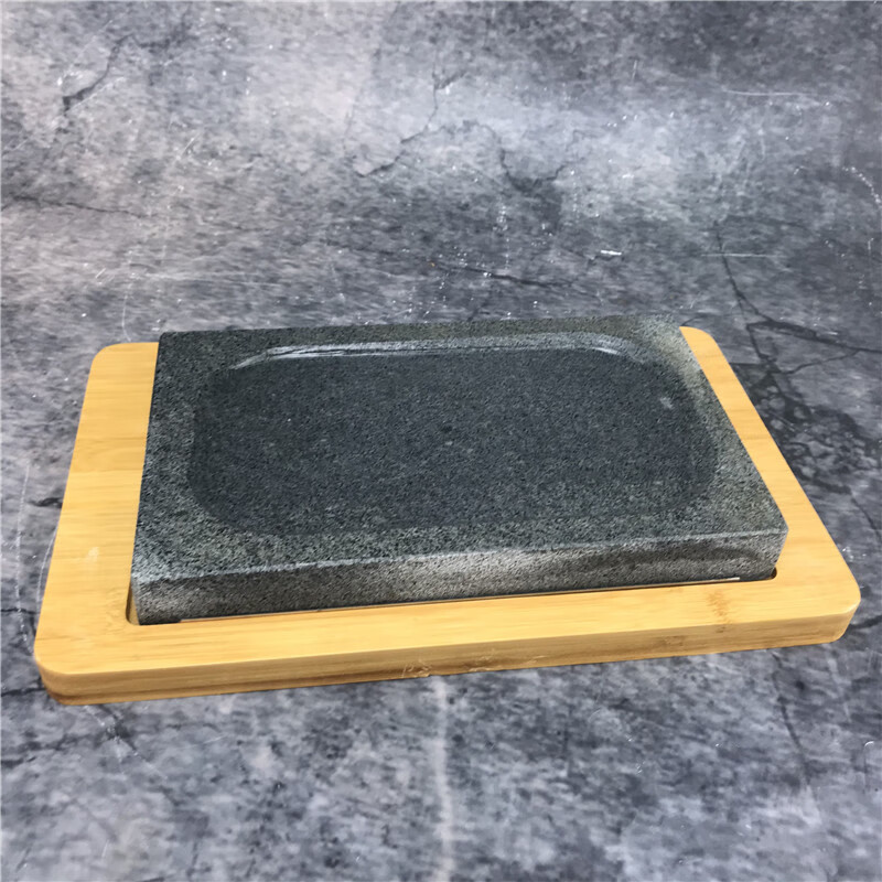 (现货速发 )烧烤熟石板岩石盘火山岩石板石头煎锅石烤盘岩板烧凹槽
