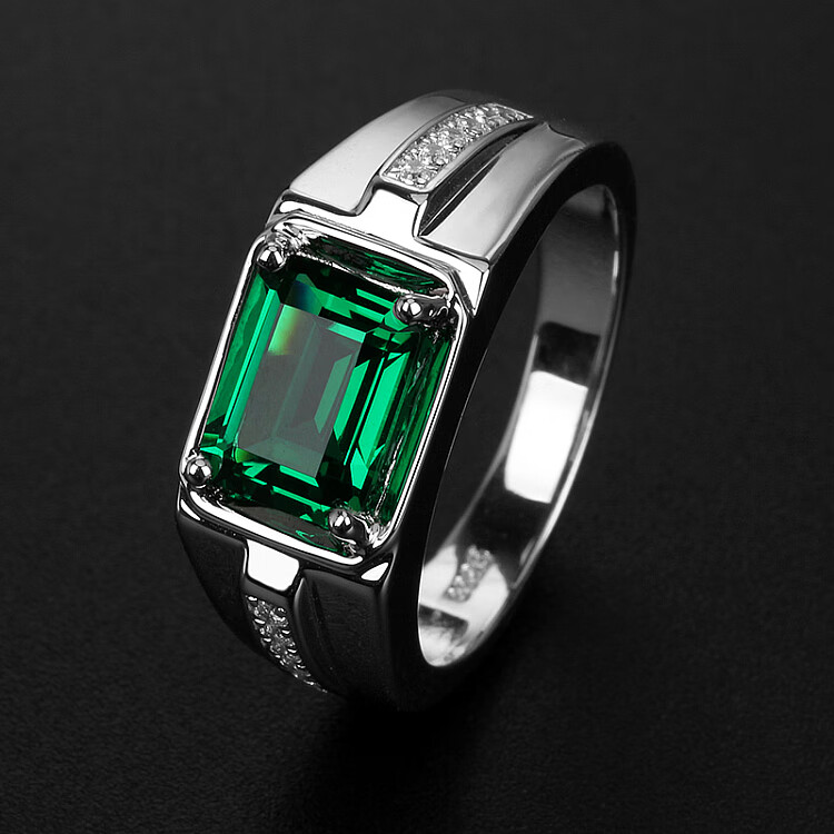 珍韵缘祖母绿色尖晶碧玺色绿宝石男戒指银潮男霸气个性指环男士14
