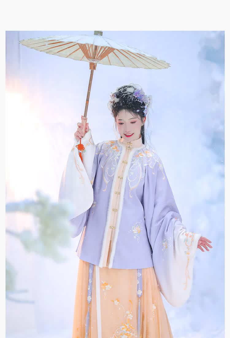 汉尚华莲蝶梦余音明制套装汉服女原创马面裙比甲冬保暖3m新雪丽棉一片