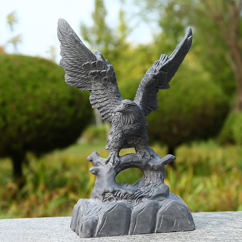 鲁寨石业青石精雕老鹰大鹏展翅石雕鹰摆件办公室摆件天然石材雕刻雄鹰