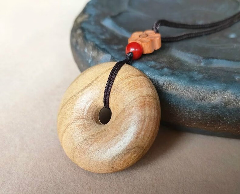 顶盈桃木平安扣吊坠男女款天然原木项链挂件护身符饰品随身钥匙扣挂绳