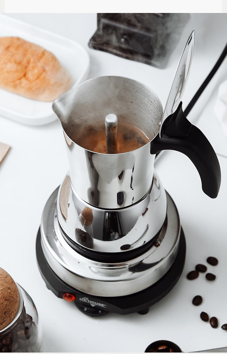 bincoo不锈钢摩卡壶煮咖啡意式浓香摩卡萃取壶户外咖啡壶套装加热炉架