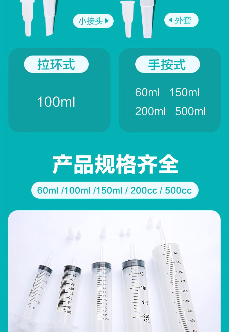 大號針筒灌腸喂藥餵食胃管鼻飼流食灌注助推用粗針管大容量注射器300