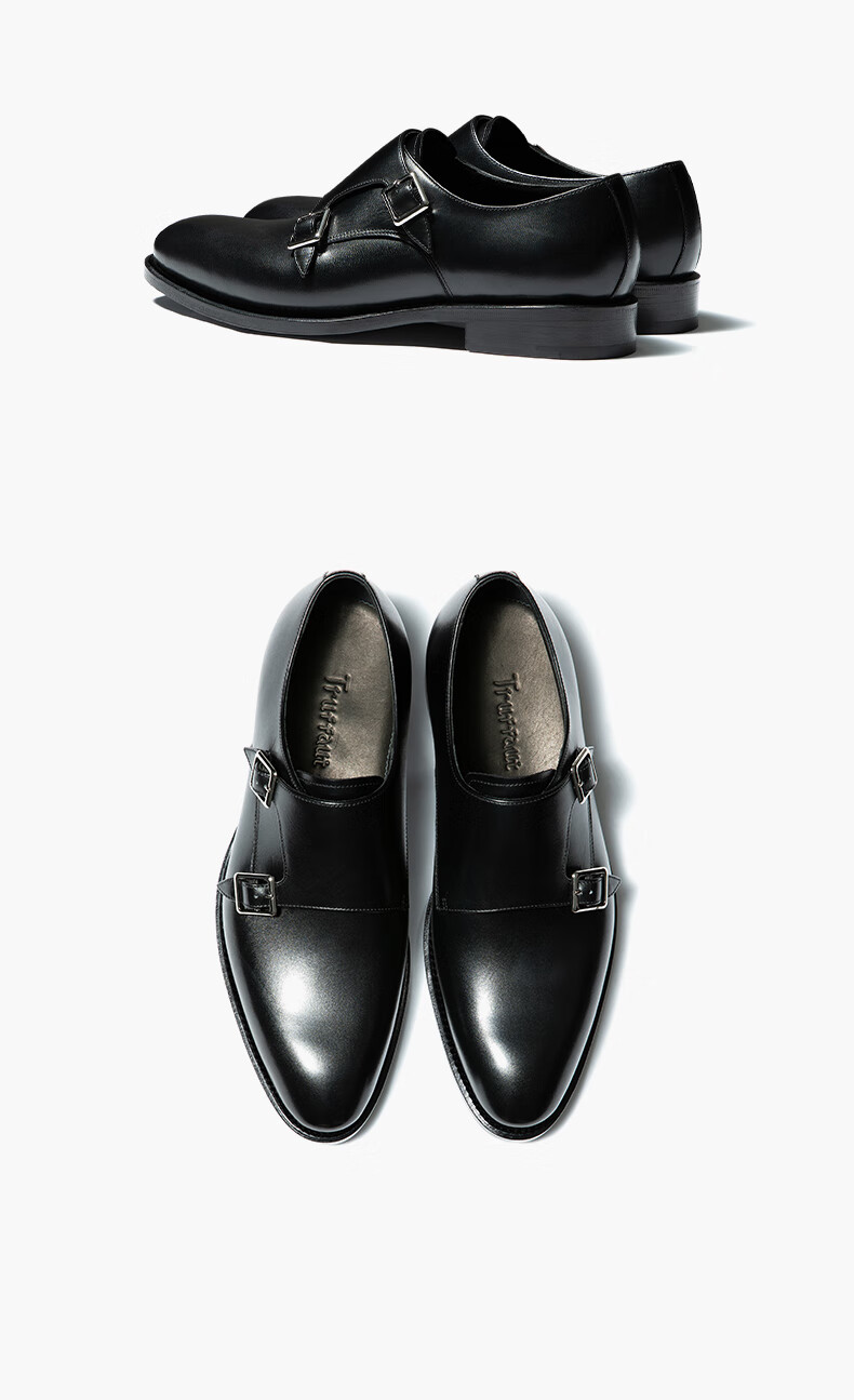 断码捡漏 truffaut高定胎牛皮商务正装牛津男真皮英伦休闲皮鞋黑色