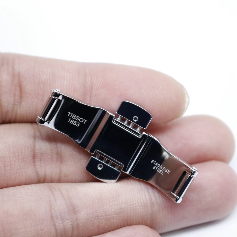 2022新款适用适用天梭1853表扣手表带男女蝴蝶扣实心不锈钢带扣表链按