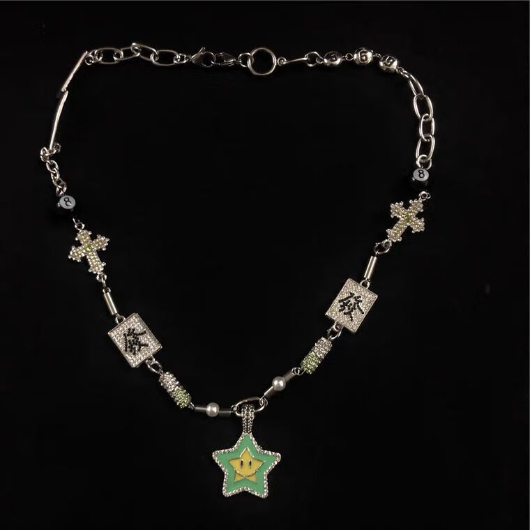 fazu法族潮牌psyp同款街头嘻哈情侣锆石星星幸运星十字架笑脸情侣项链