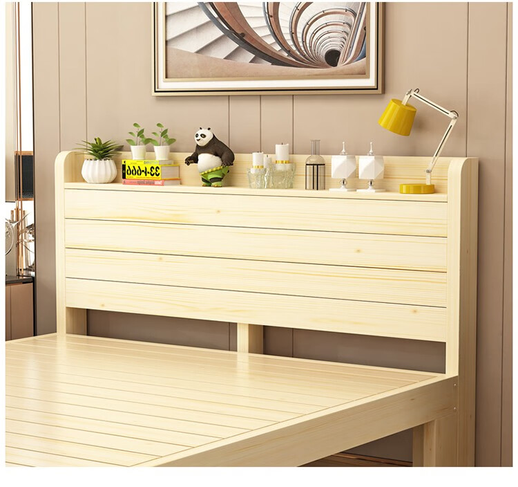 榻榻米床头板简易单双人床靠背板板 储物款原木宽120高100 组装【图片