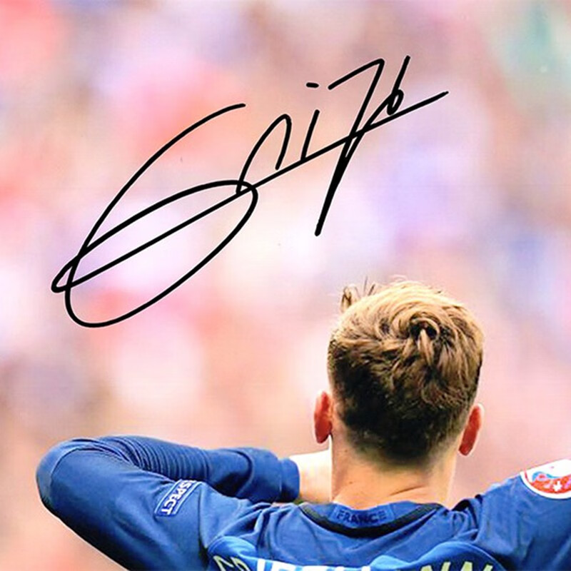 格里兹曼2016欧洲杯法国队亲笔签名照片含sa证书裱框相框