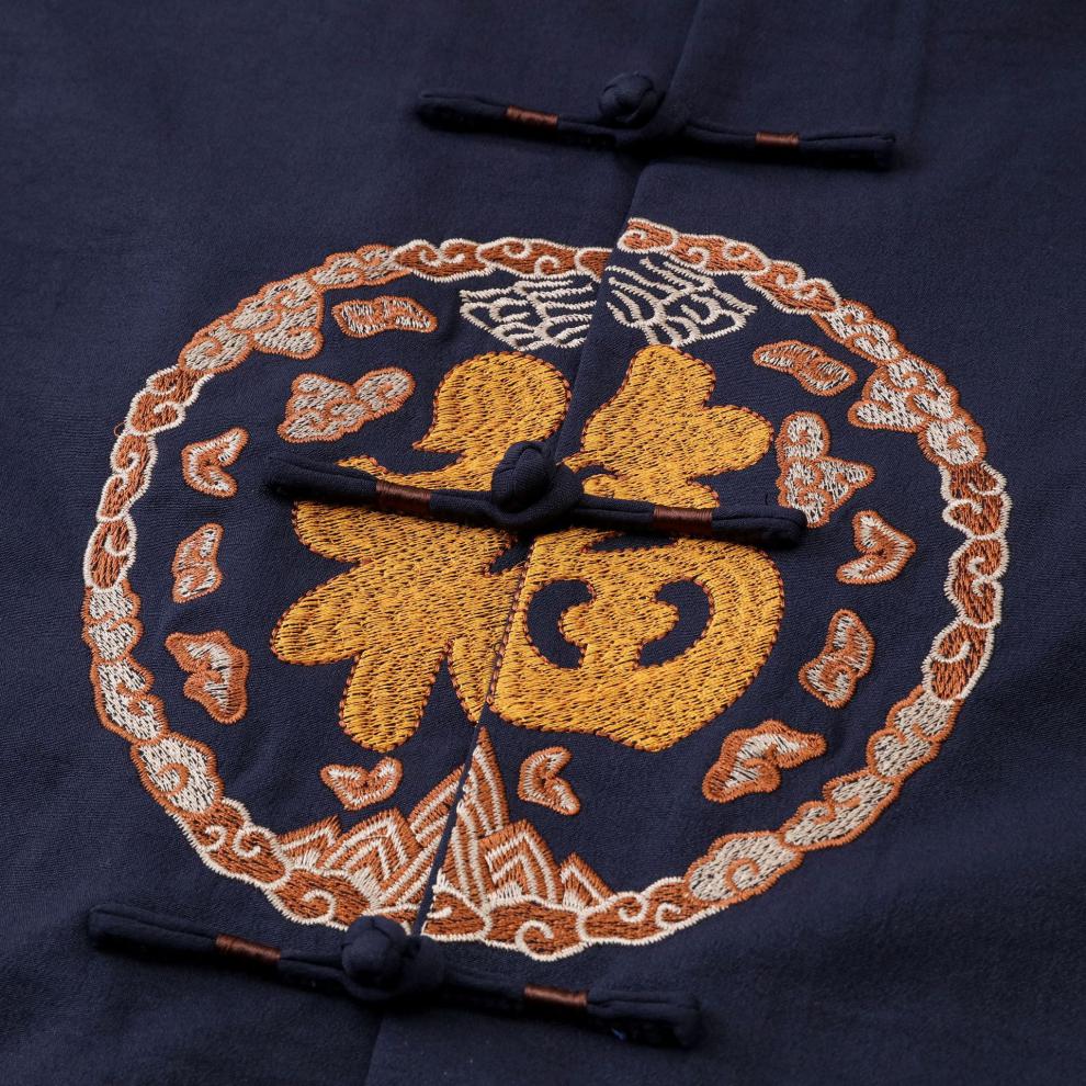 棉袄婚礼过寿星生日爷爷奶奶风虎福字外套3119胸口大福男士红色加绒m