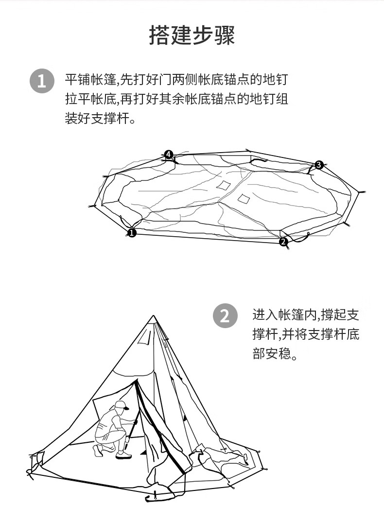 骆驼露营帐篷户外丛林野营金字塔帐篷防蚊透气防泼水棉布大型帐篷 a1