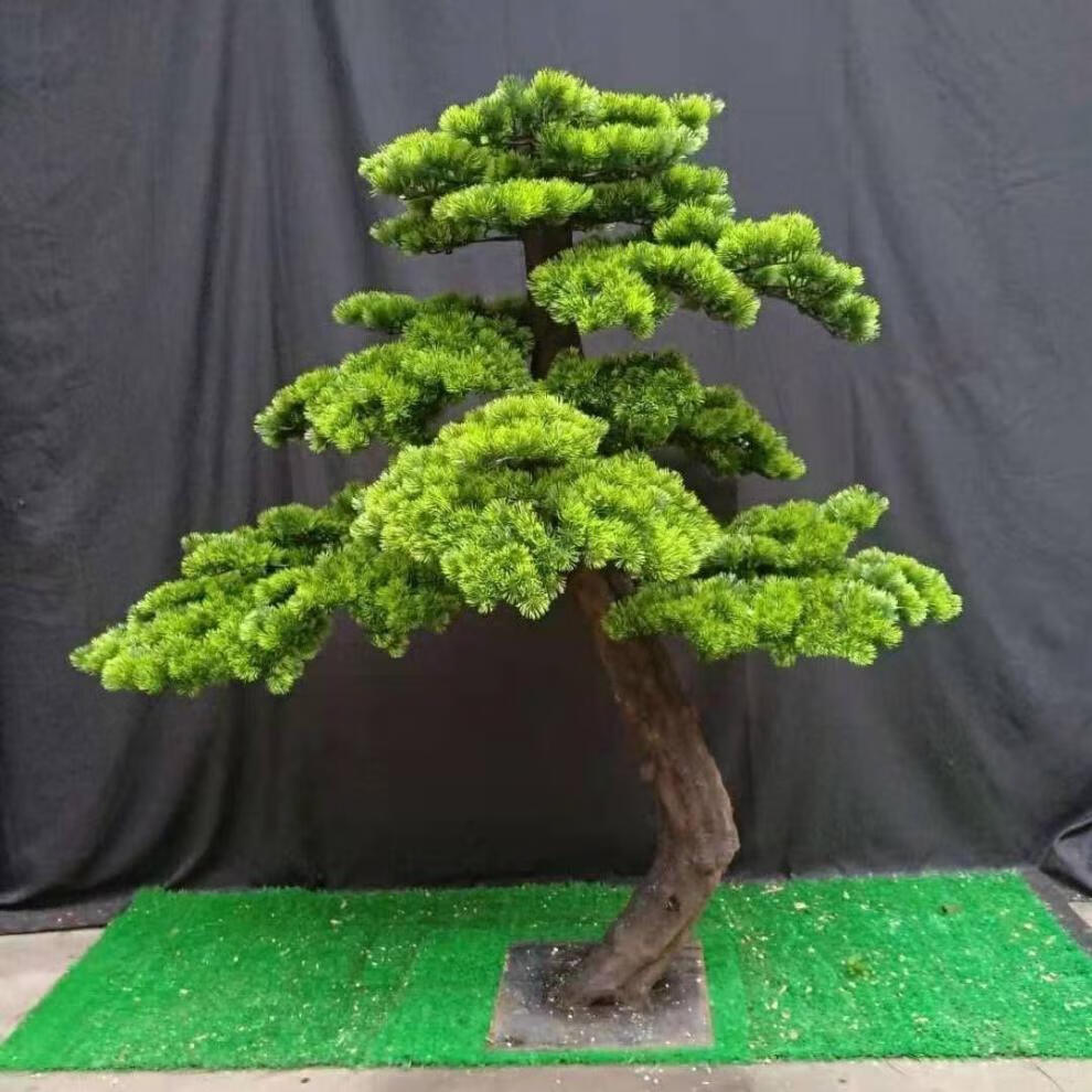 仿真松枝迎客松叶假松针崖柏家居装饰中式造景塑料花美人松批发仿真