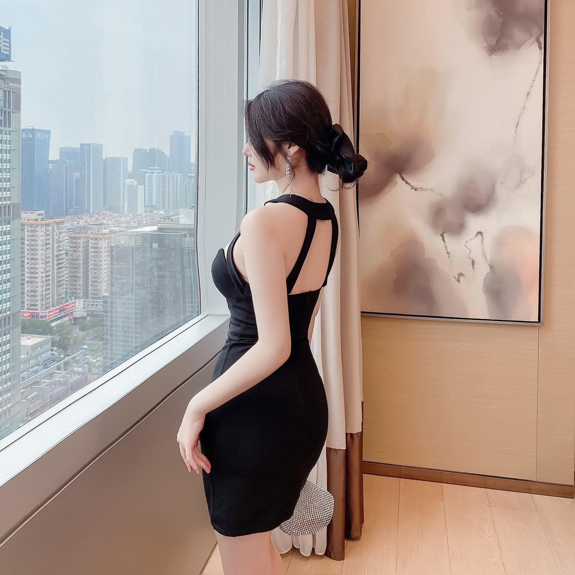 夜店酒吧性感情趣女装挂脖低胸紧身连衣裙ktv桑拿会所制服工服夜总店